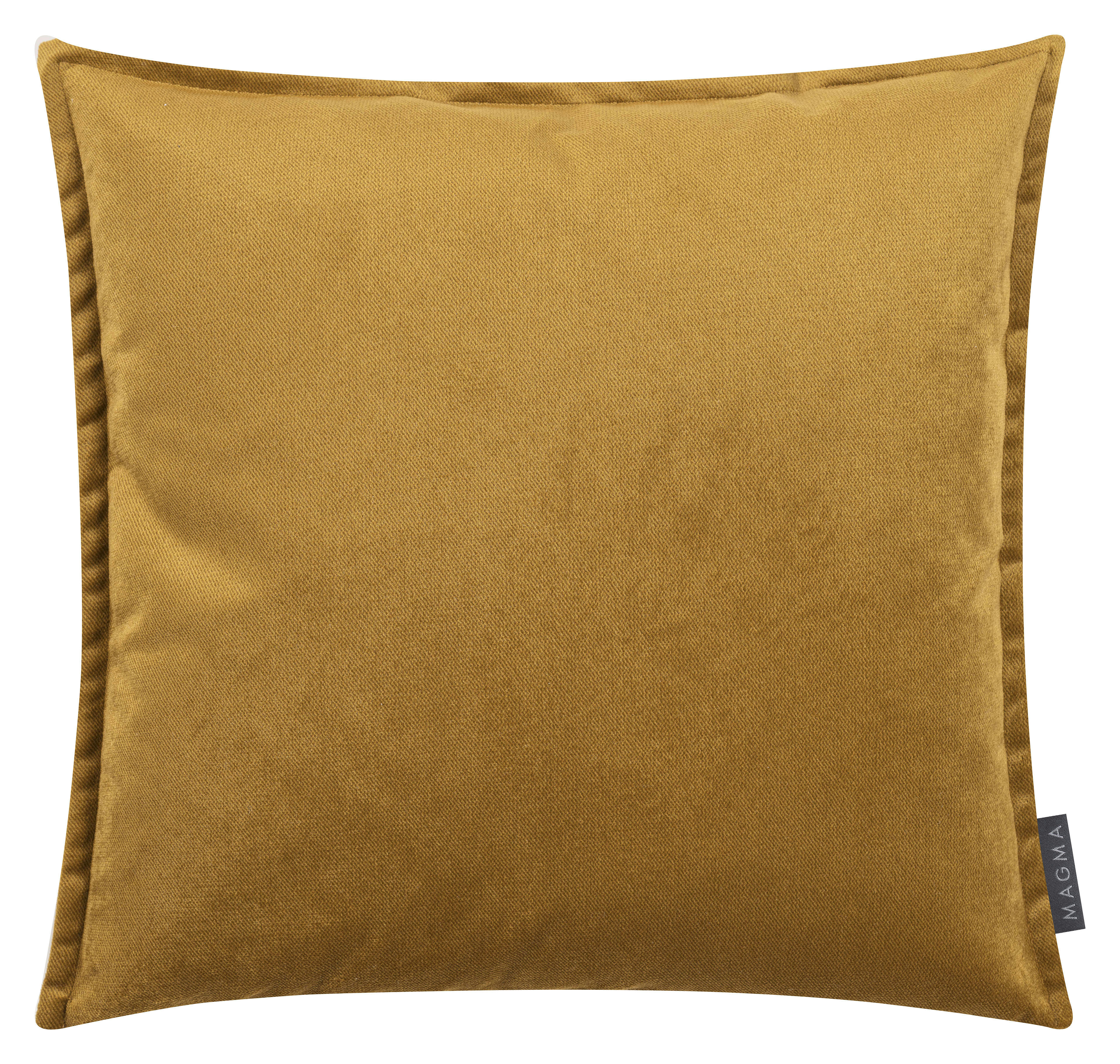 MARLA - Housses de coussin velours avec volant piqué moutarde 45x45-Lot de 2