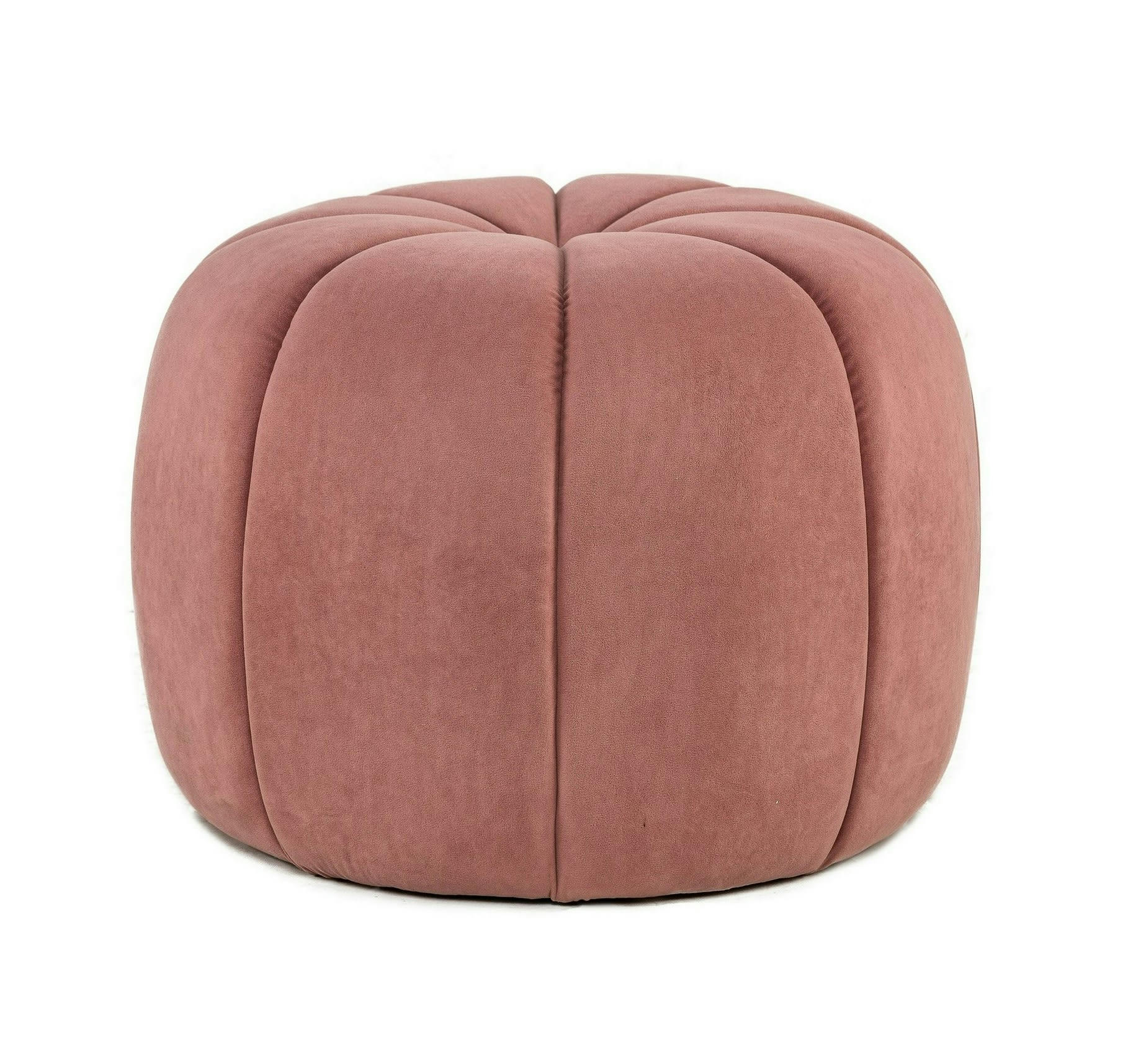 - Pouf en velours rose avec rayures