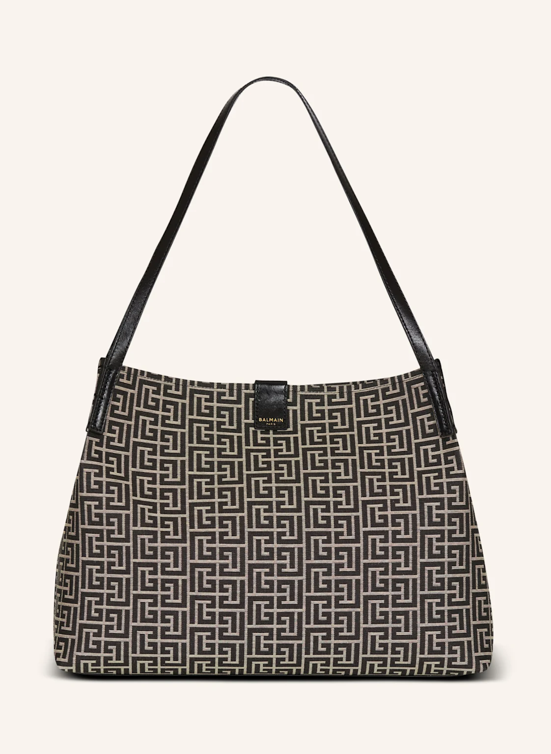 BALMAIN Mittelgroßer Shopper Release aus Monogramm-Jacquard und Kalbsleder