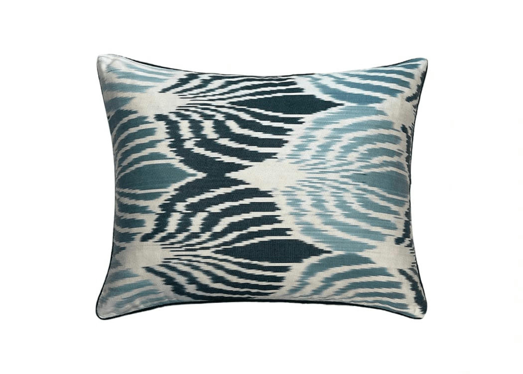 - Housse de coussin double soie ikat  40x50 vert