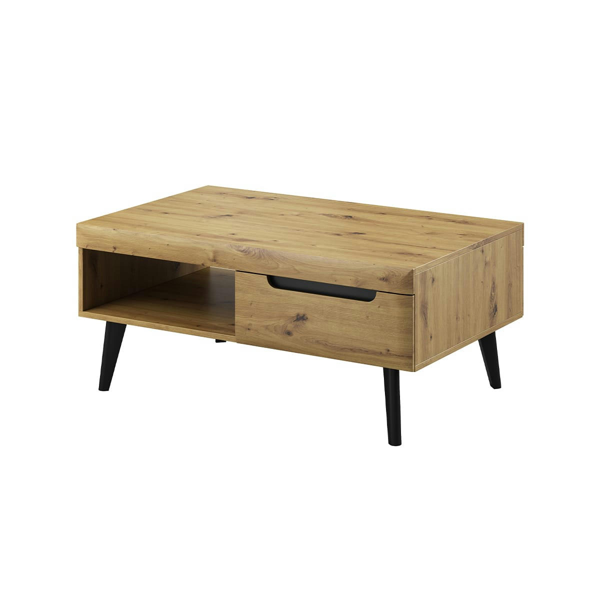 - Table basse 1 tiroir naturelle et noire