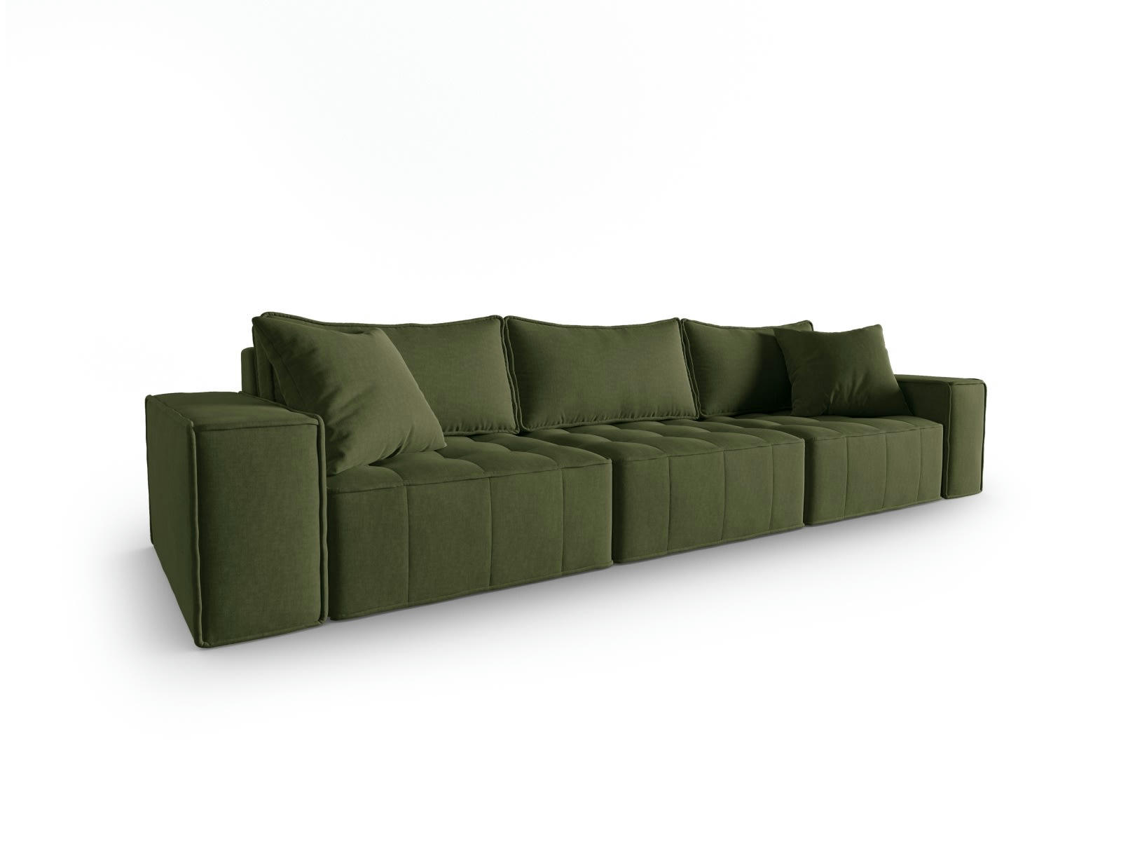 MIKE - Canapé modulable 5 places en tissu structurel vert