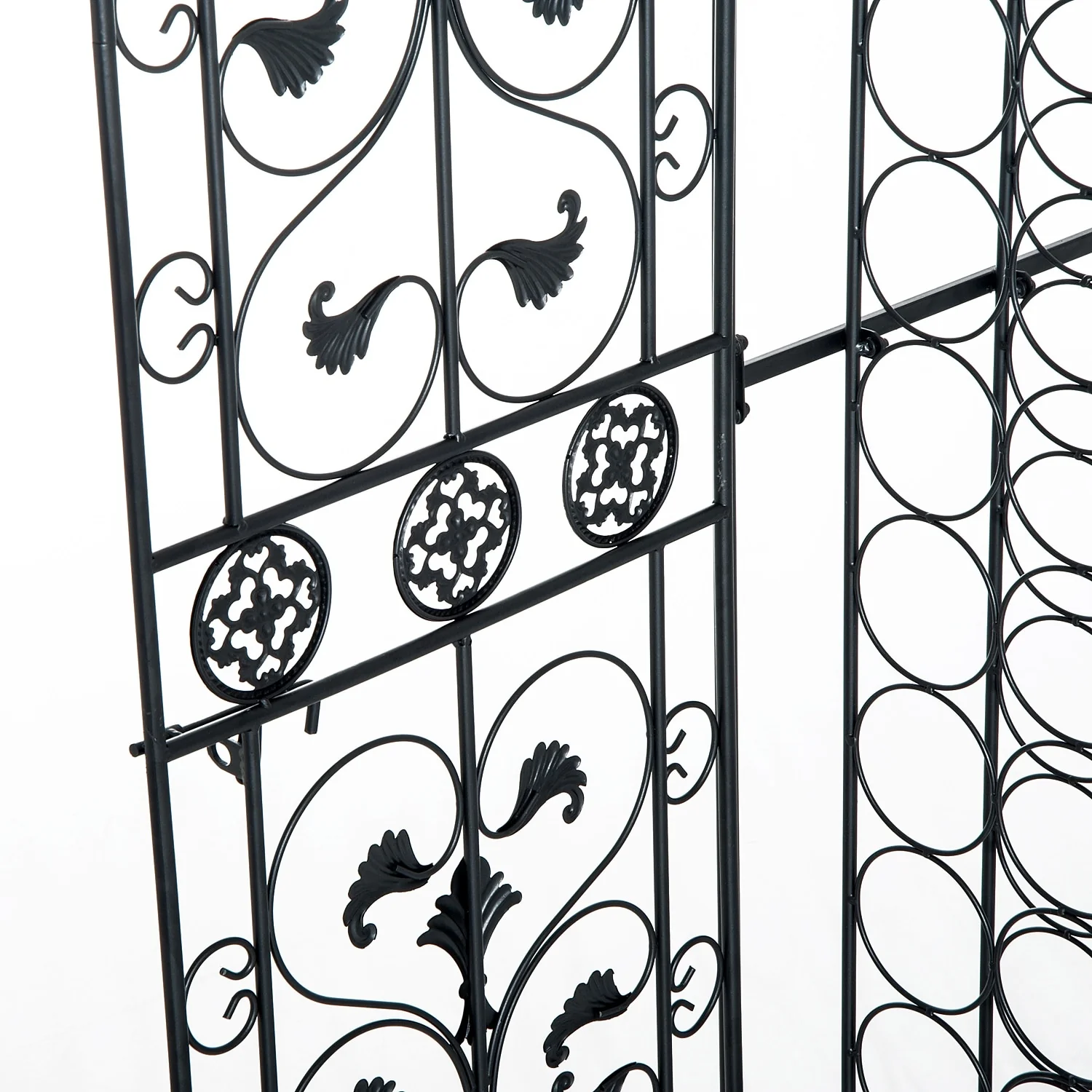 HOMCOM 45-Bottle Modern Wine Organizer Decorative Portable Wrought Iron Wine Rack Jail - 18.1*14.2*52.8