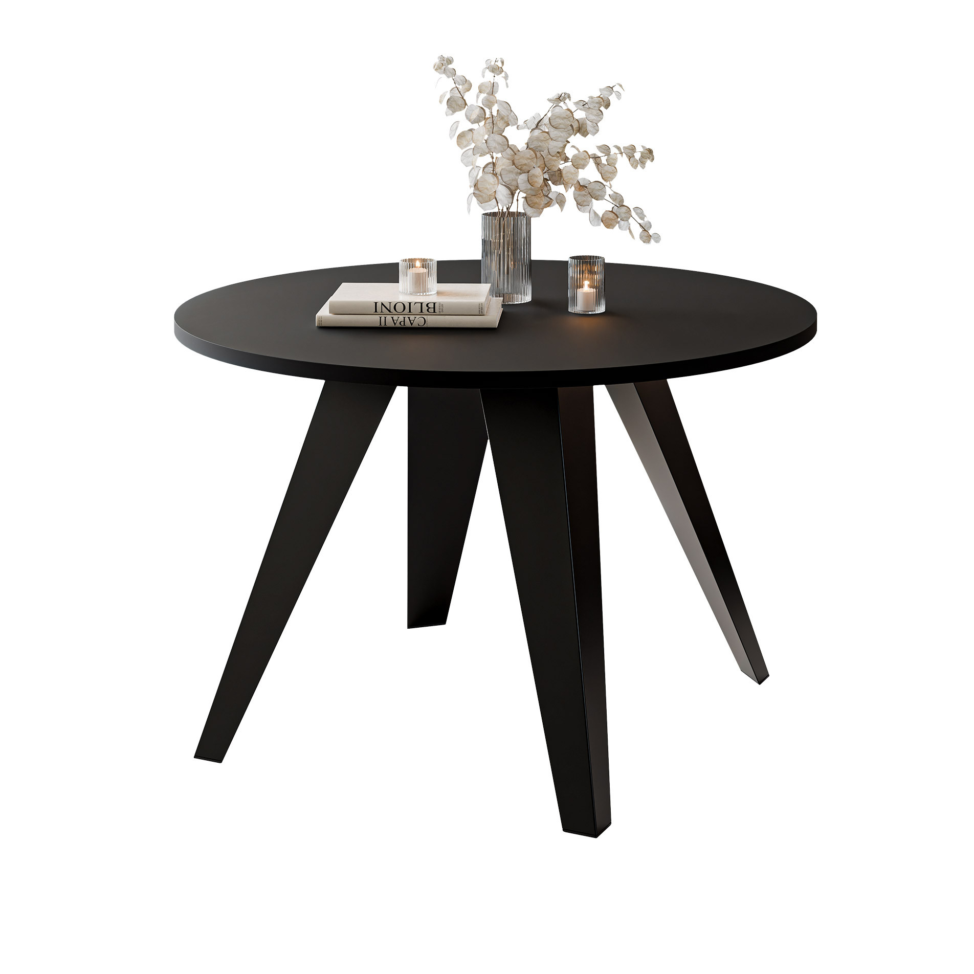 Okrągły loftowy stolik kawowy FRESCO na metalowej podstawie