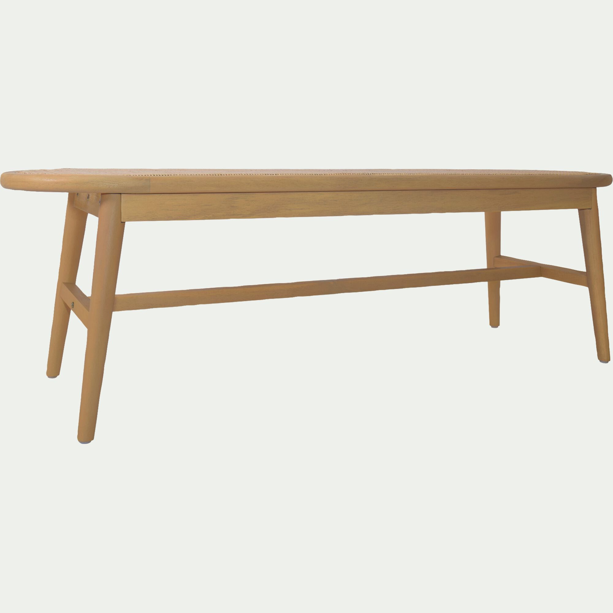 HELIONE - Banc oval en acajou L150cm - bois clair