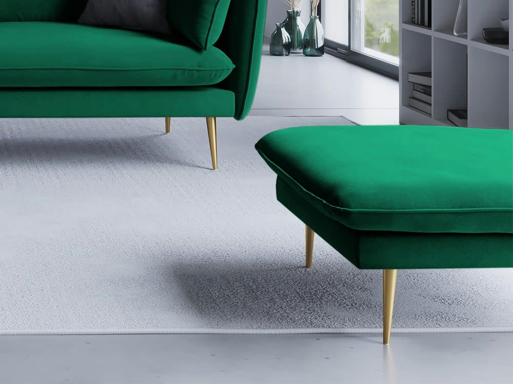 AGATE - Pouf en velours vert bouteille