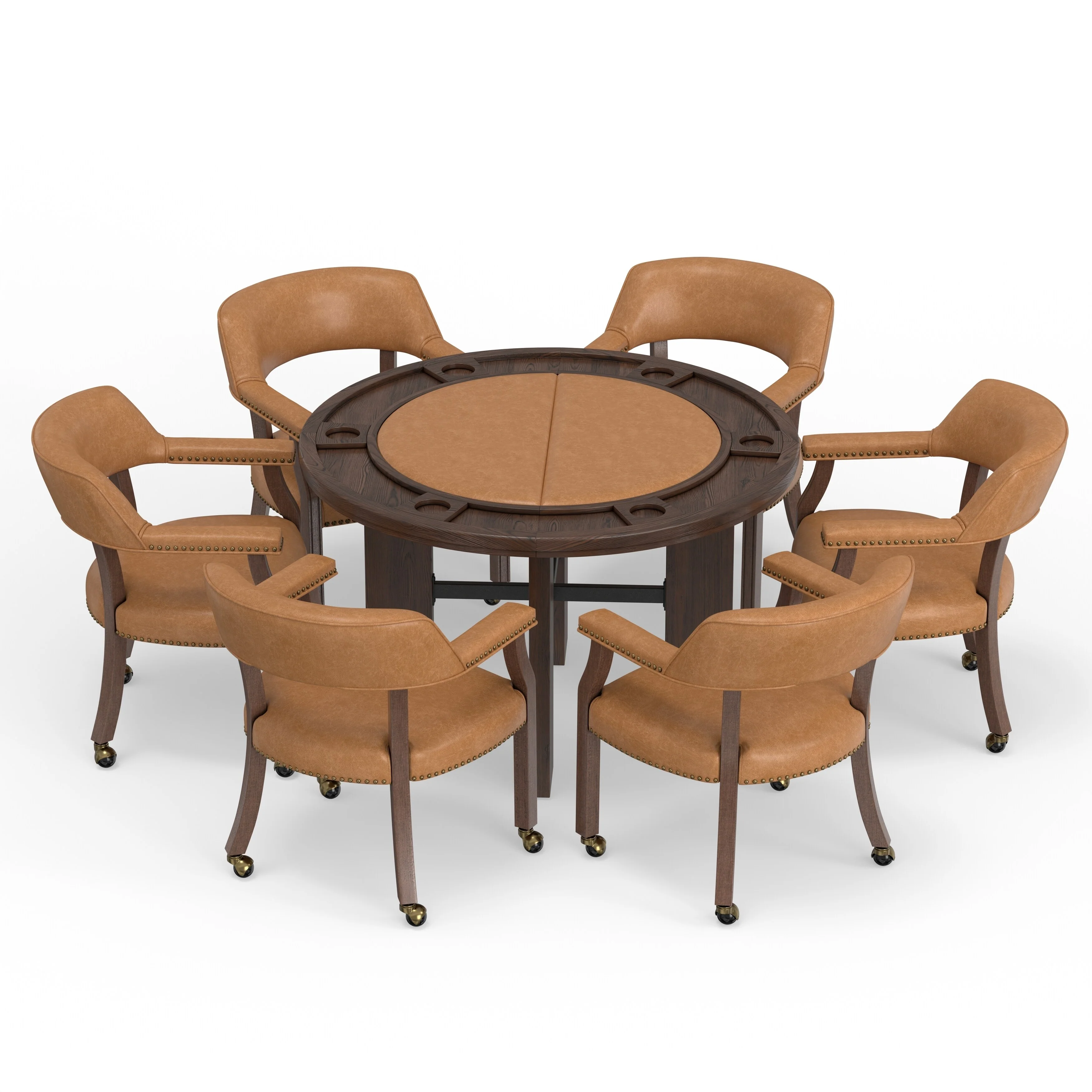 Holliday 48-inch Dining and Poker Game Set in Walnut Finish