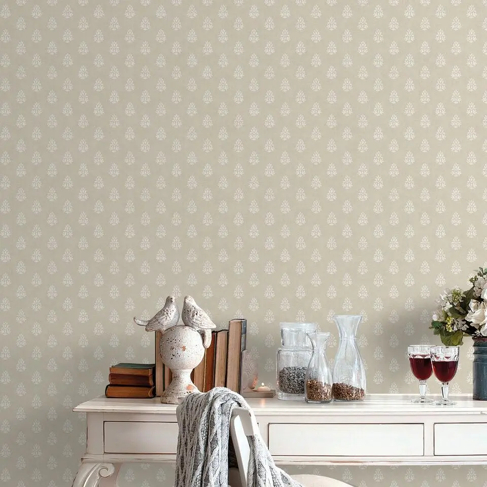 Sanders & Sanders behang kleine ornamenten beige - 53 cm x 10 m