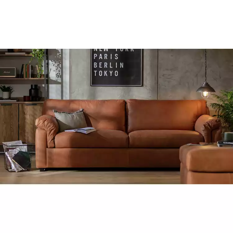 Habitat Florence Leather 4 Seater Sofa - Tan