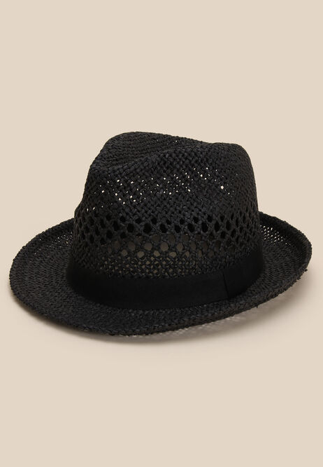Mens Black Trilby Hat