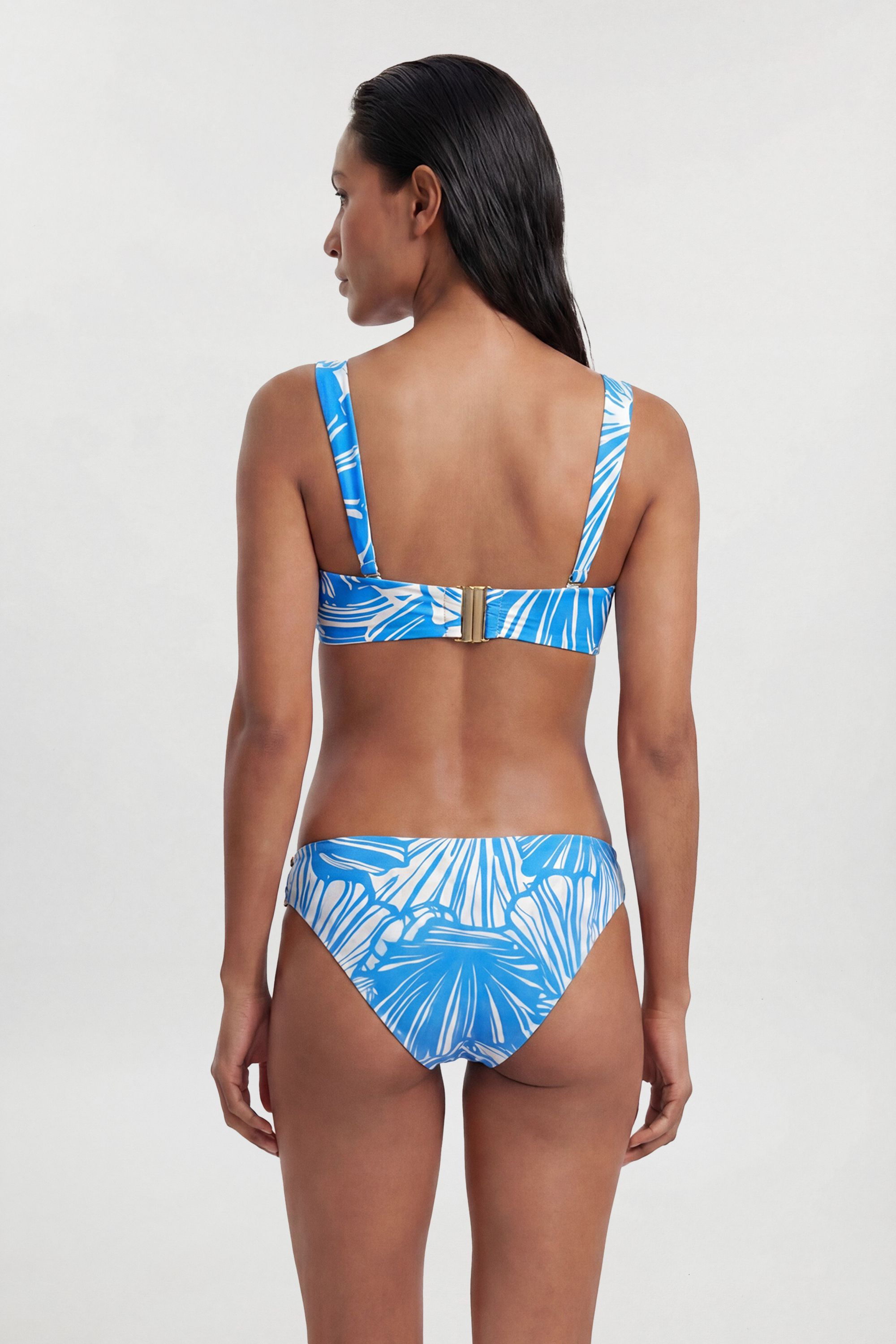 KarenMillen Blue Abstract Print Bandeau Bikini Top