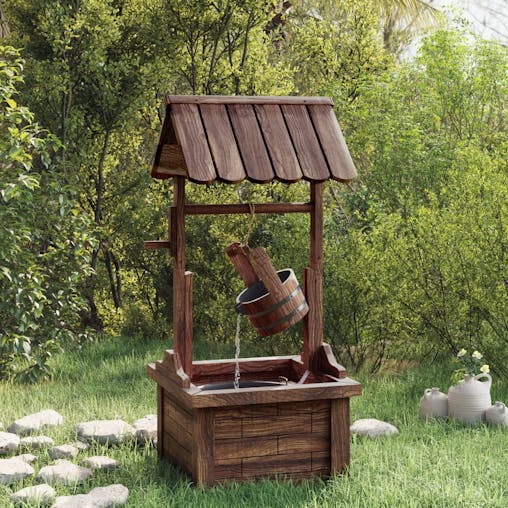 NNEVL Wishing Well Fountain with Pump 57x50x112 cm Solid Wood Fir