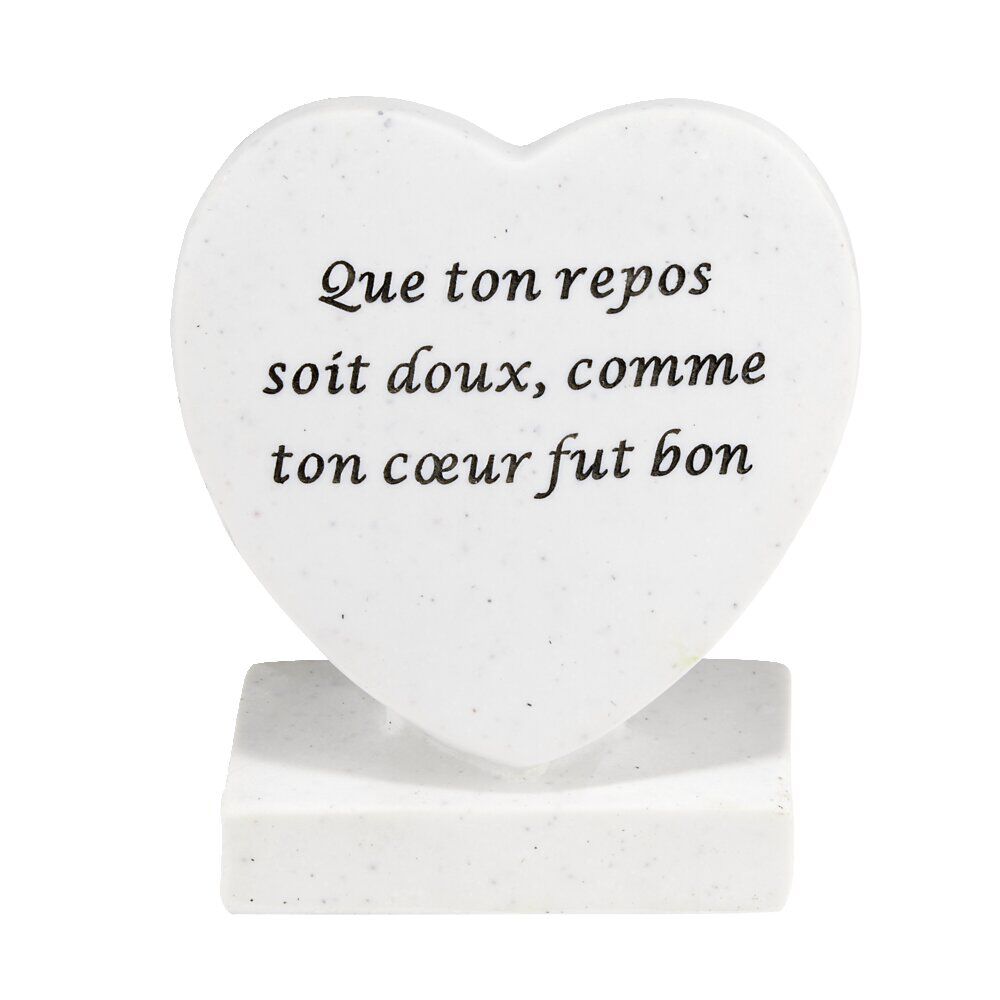Plaque funéraire forme coeur avec message L13xH16cm