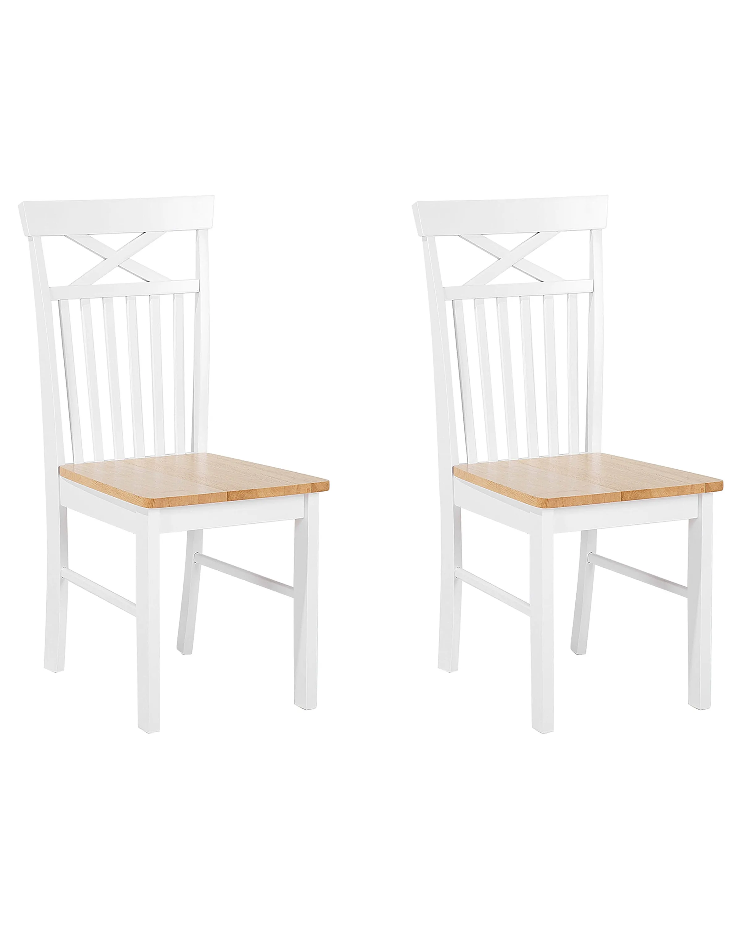 Set of 2 Dining Chairs HOUSTON Wood White