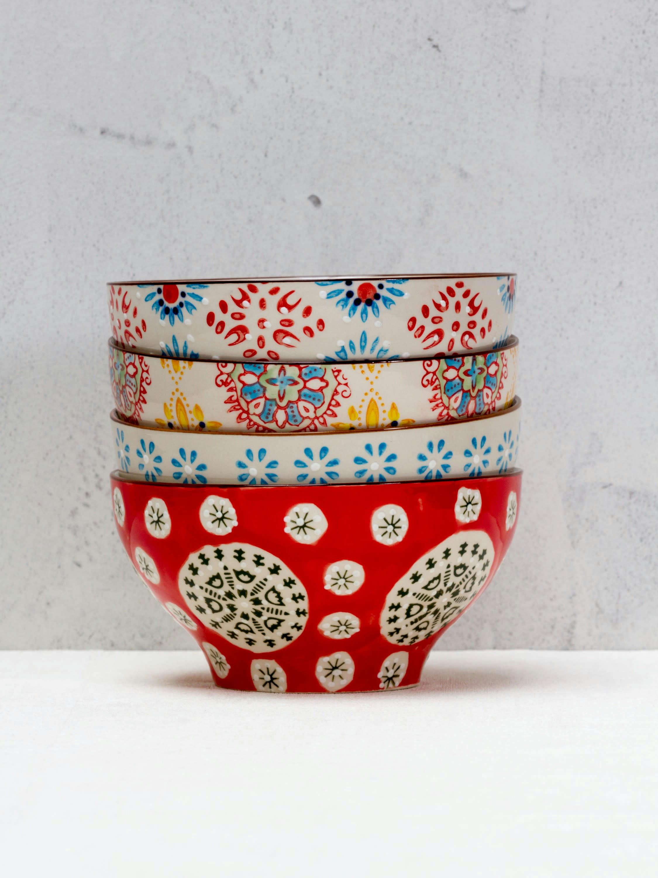 BOHEMIAN - Set de 4 bols en céramique multicolore