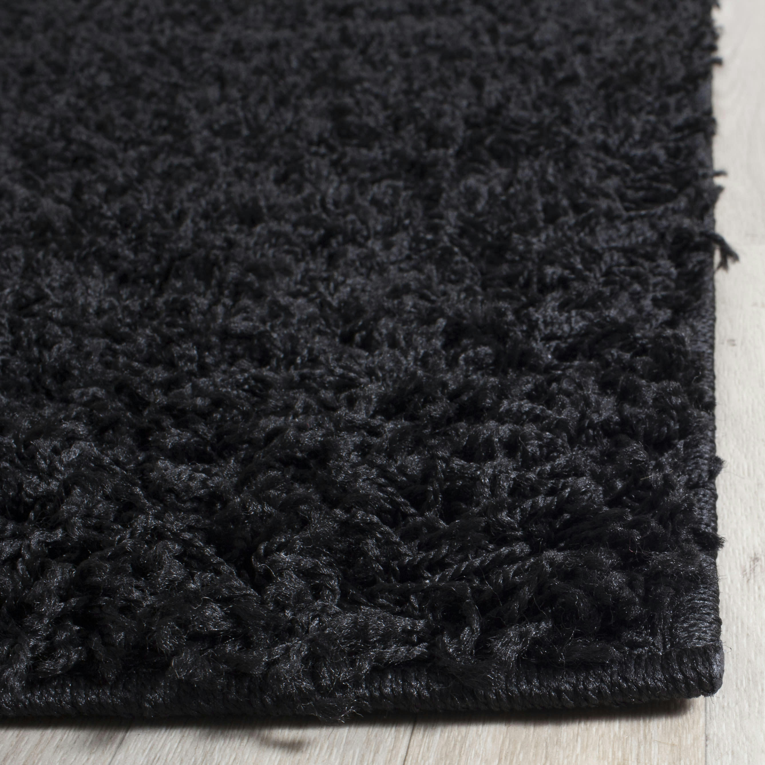 ATHENS SHAG - Tapis de salon interieur hirsute en noir, 91 x 152 cm