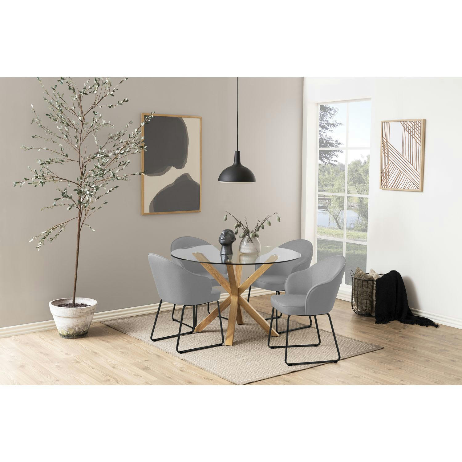 MARCELLE - Chaise de salle à manger avec accoudoirs gris