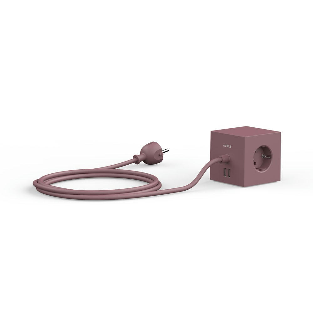 - Multiprise Square 1 avec USB-A/aimant et câble de 1,8 m Rusty Red