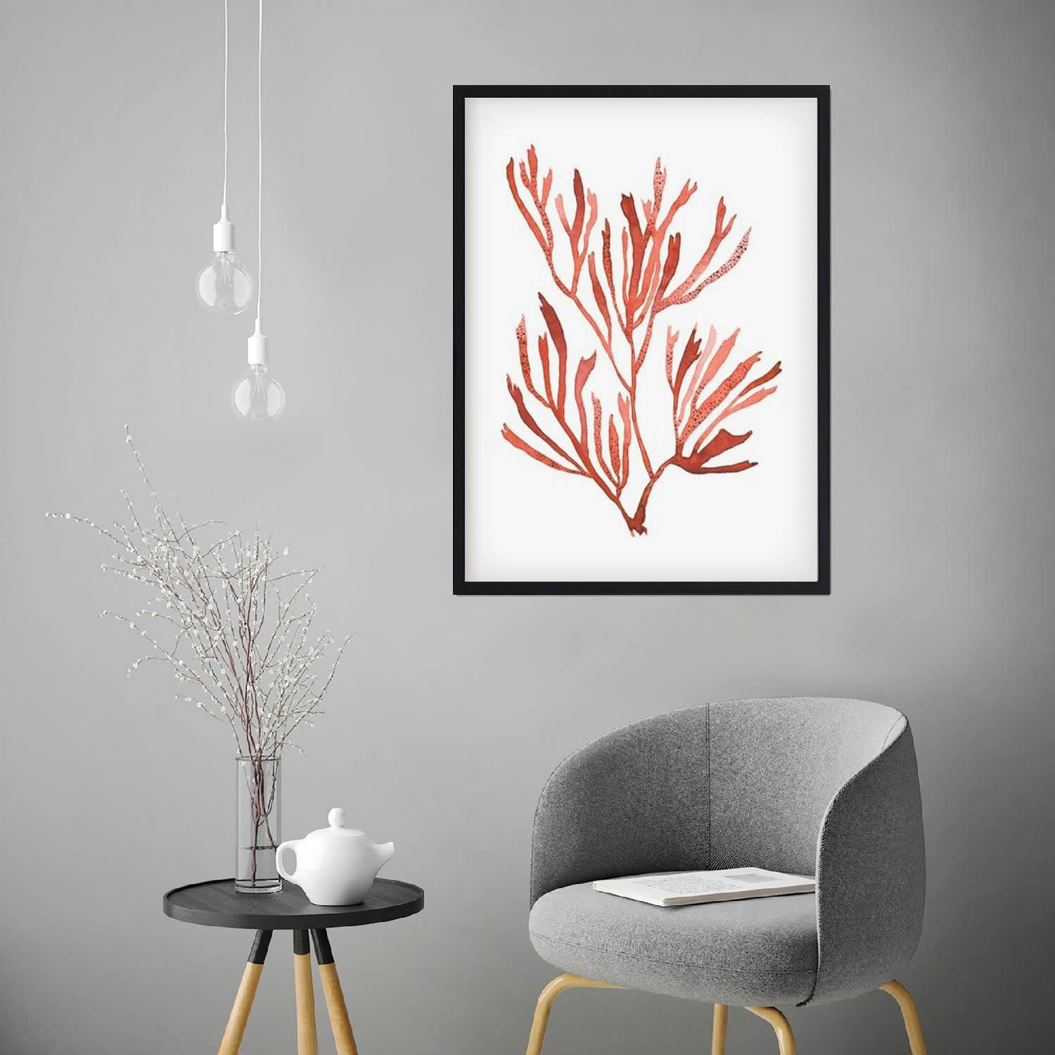CORAL - Affiche avec cadre noir - Corail - 30x40