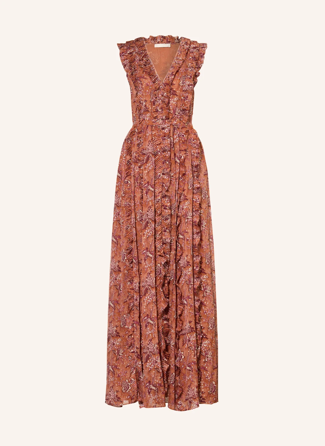 ULLA JOHNSON Kleid AIDA mit Schmucksteinen und Rüschen