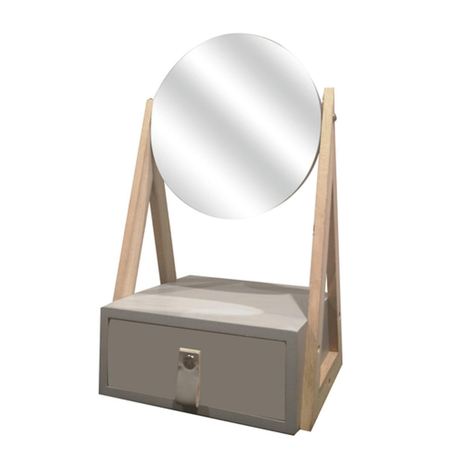 LINA - Boîte à bijoux avec miroir pivotant lina gris