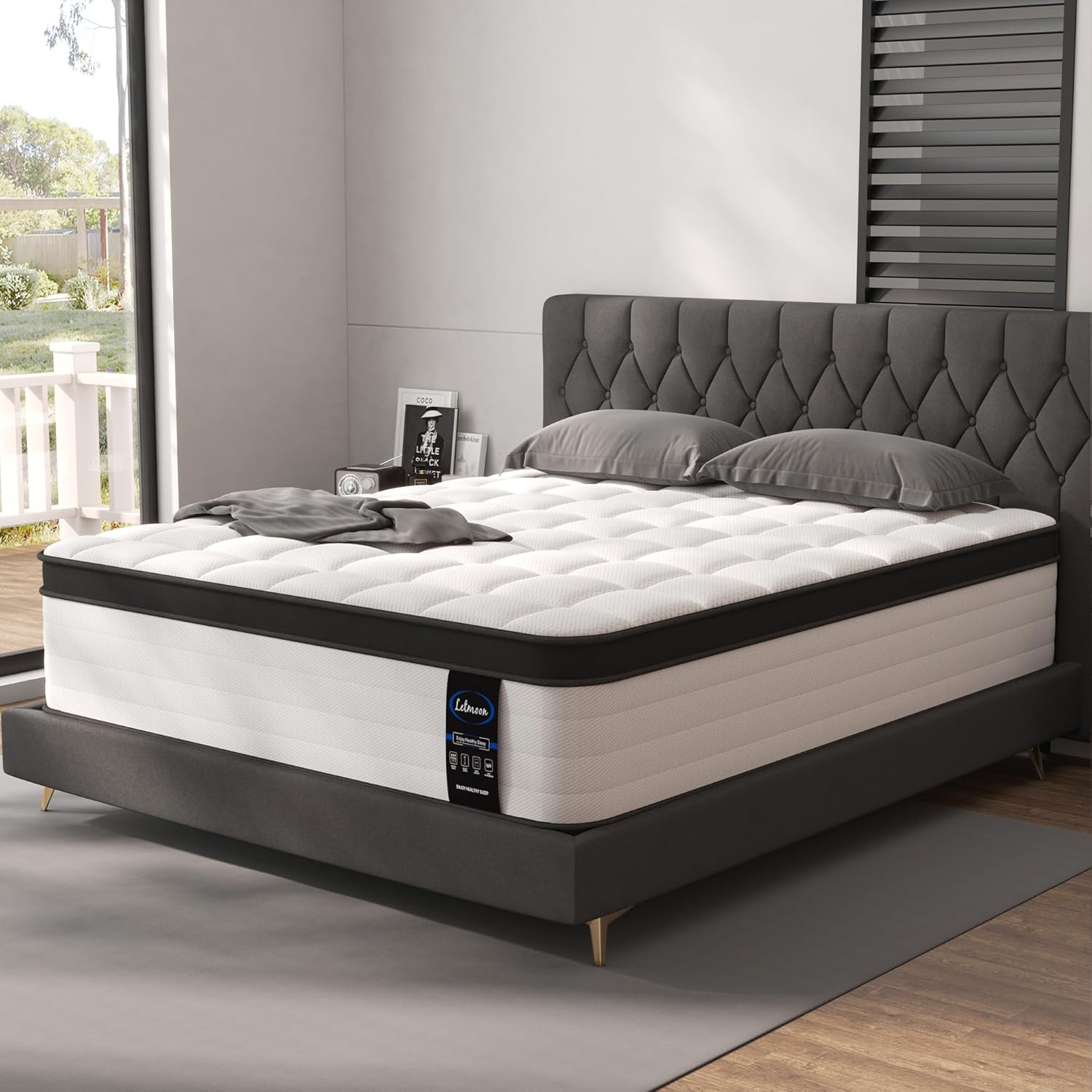 Queen Size Mattresses, 14 Inch Hybrid Queen Mattress in a Box, Medium Firm Memory Foam and Pocket Springs, Strong Edge Support, Pressure Relief