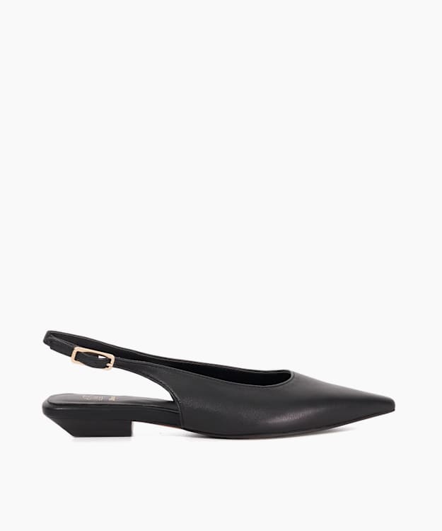 Hostess Black - Leather Sling Backs