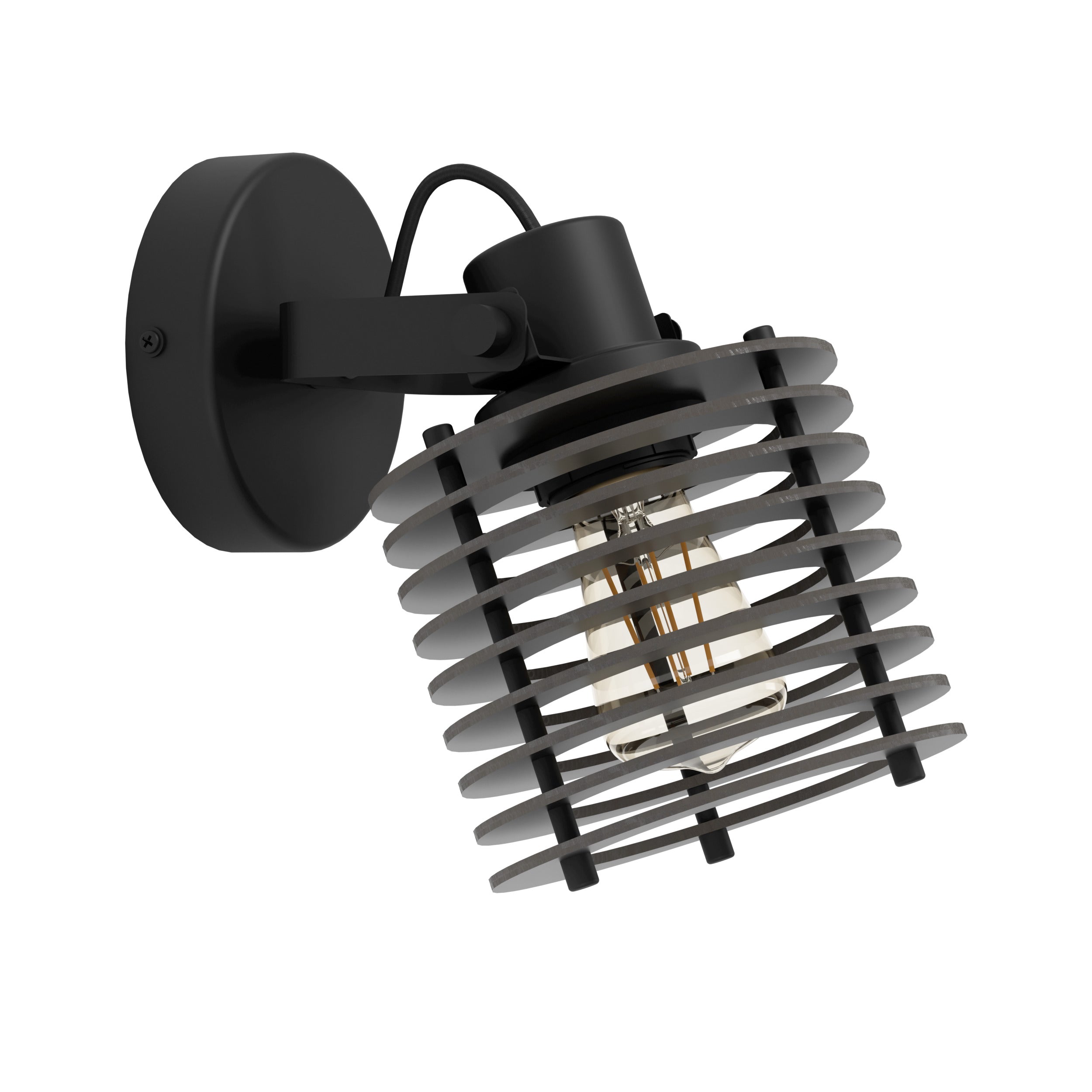 EGLO wandlamp Segovia - e27 - hout - zwart, wit