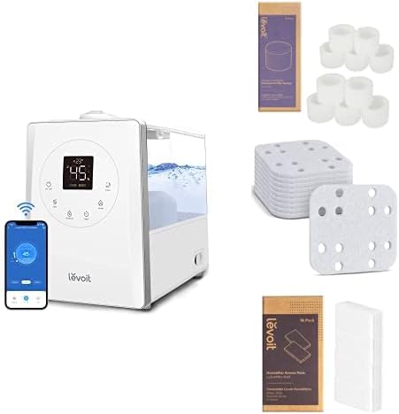 Superior 6000S Smart Evaporative Humidifiers for Home Whole House up to 3000ft2, 6 Gal, Last 72-Hour, Premium Filter, Dry Mode, Wheels  Water Fill Hose  Foldable Storage - Quiet Sleep Mode(White/6L/With Accessories)
