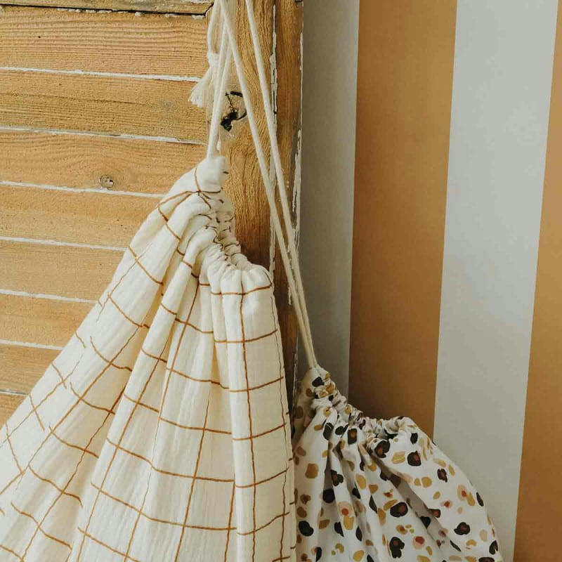 - Pochon double gaze de coton Carreau