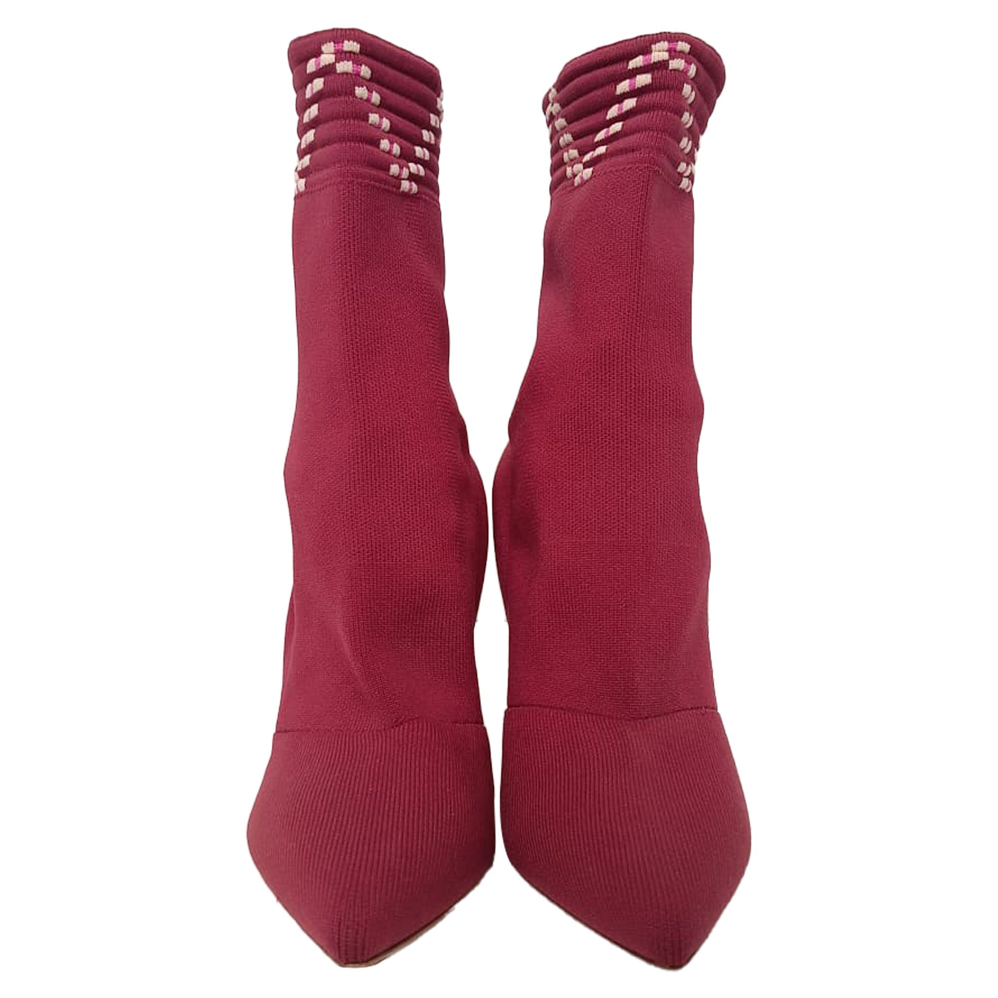 Malone Souliers Preloved Mariah Ankle Boots in Burgundy Cotton