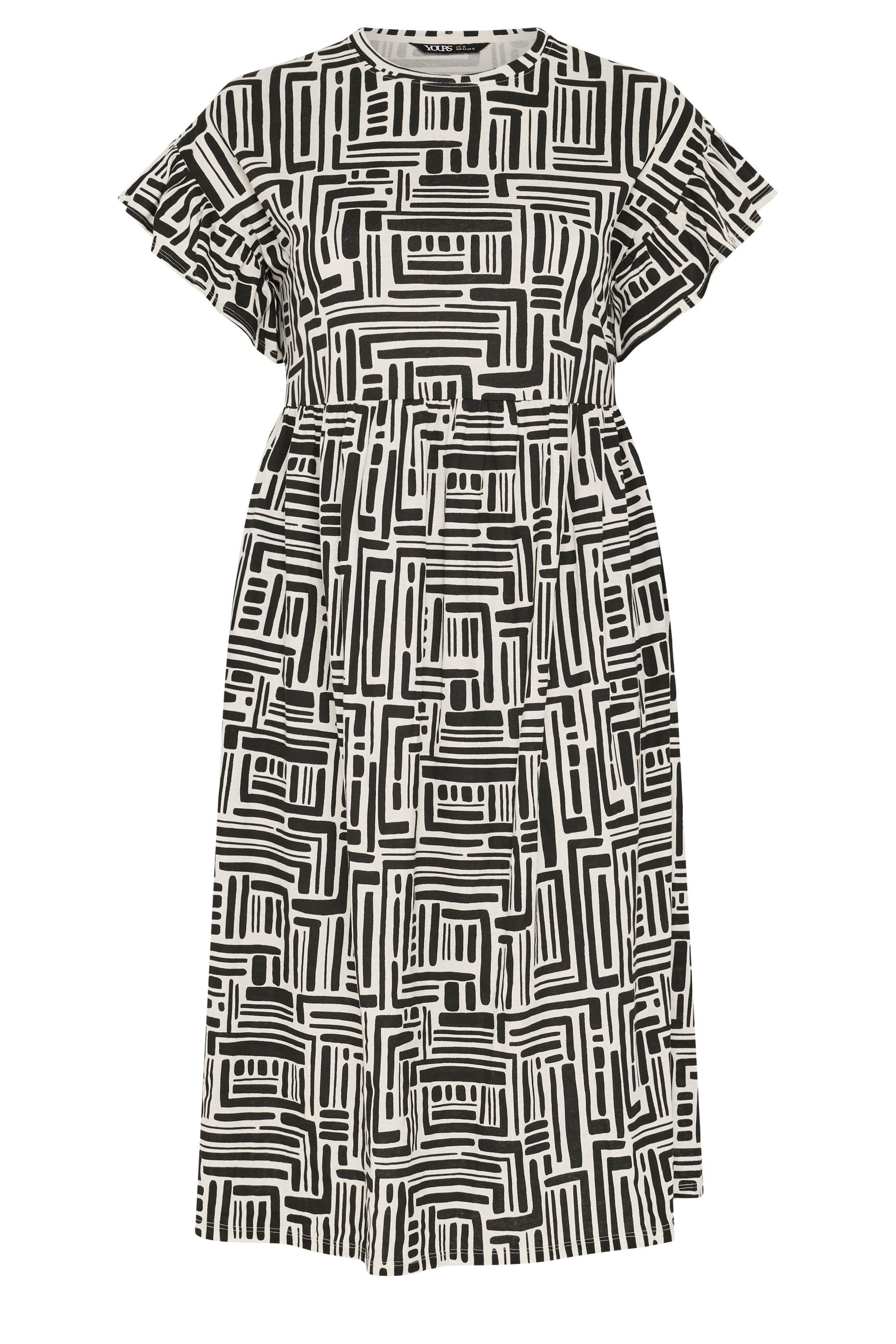 Yours Abstract Frill Sleeve Midi Dress