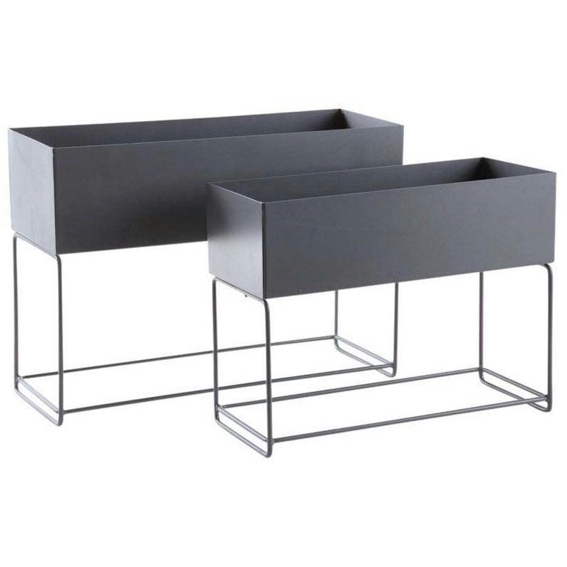 - Sellettes de jardin en métal (lot de 2) rectangulaire