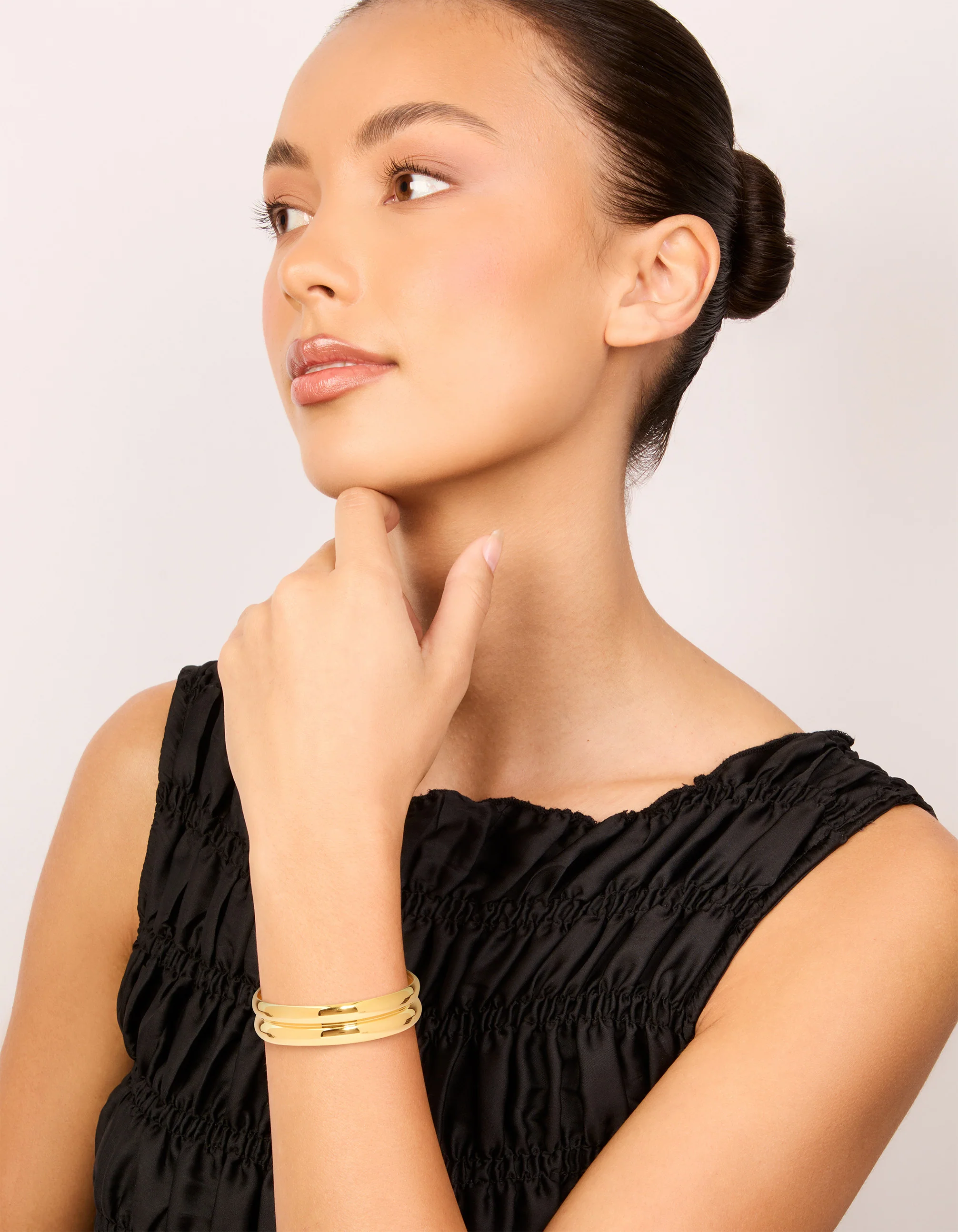 Waterproof Gold Plated Stainless Steel Thick Ribbed Wrist Cuff