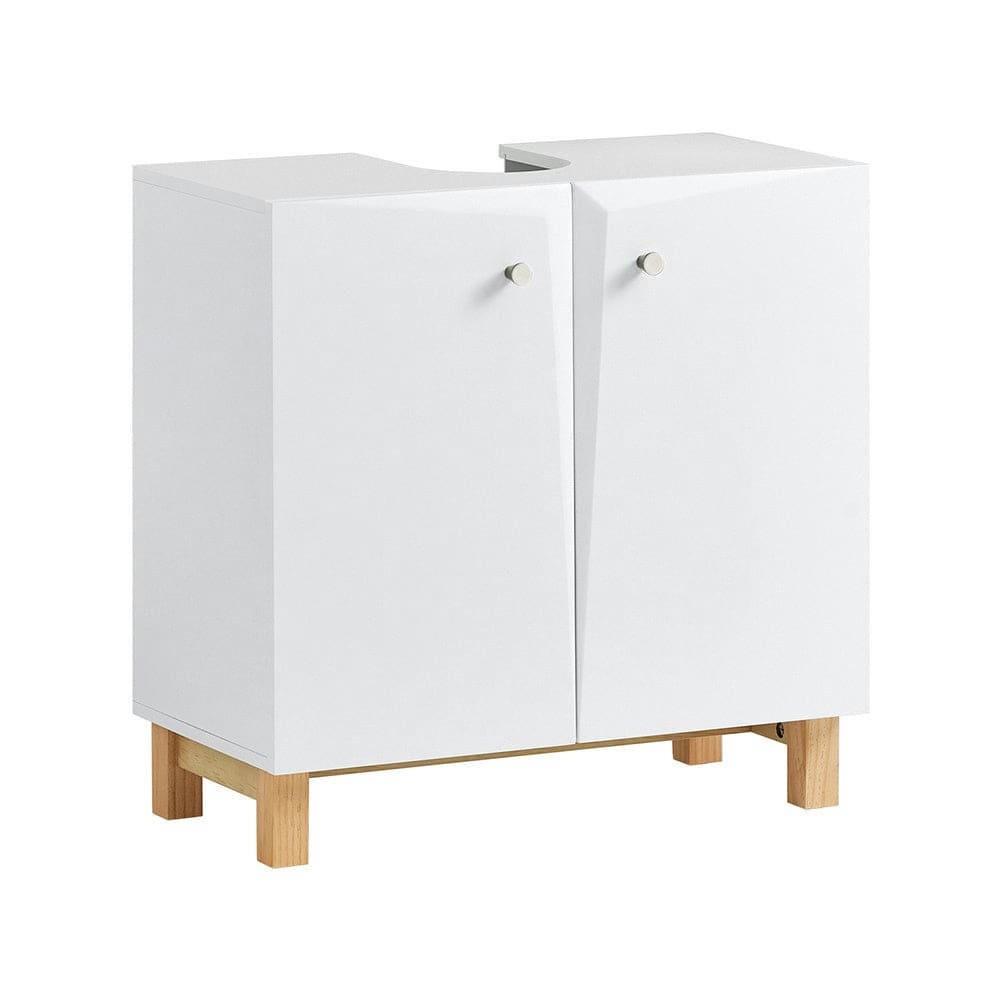 - Meuble sous vasque 2 portes effet bois blanc