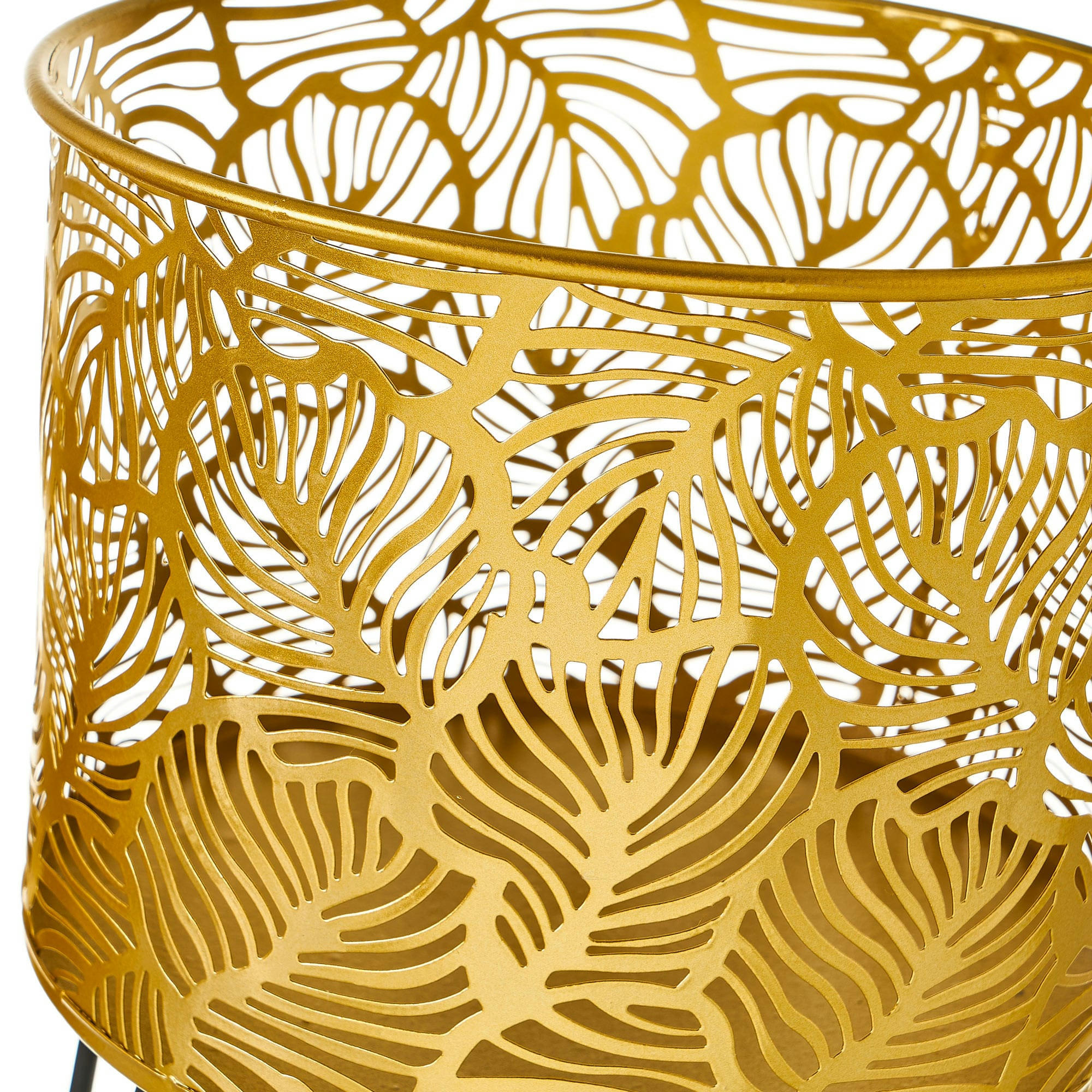 - Set de 2 supports pots plante en métal noir et doré - 20.5x20.5x29.6cm