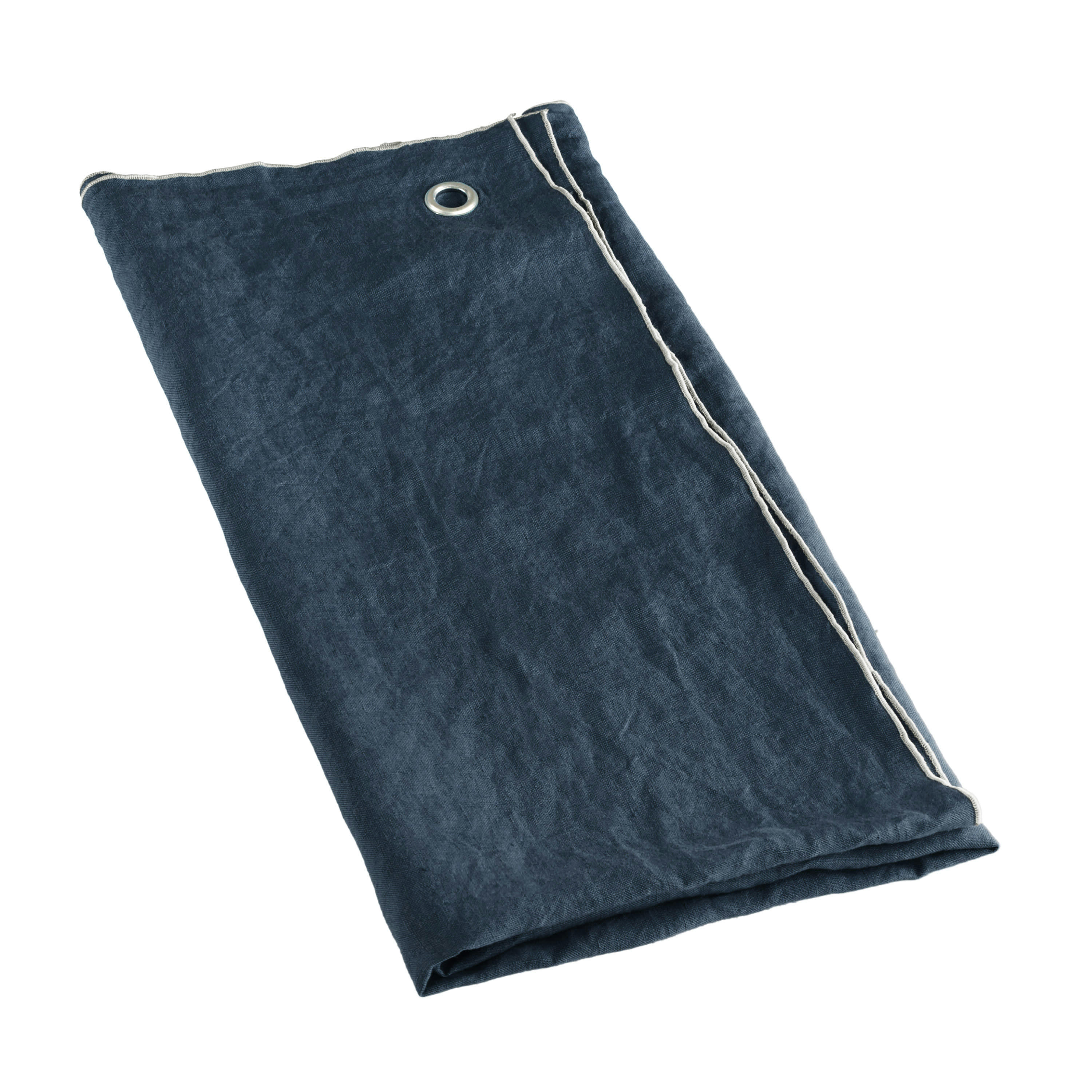 AUTOUR DU LIN - Torchon en lin lavé 58x80cm Bleu Nuit, Gris Clair