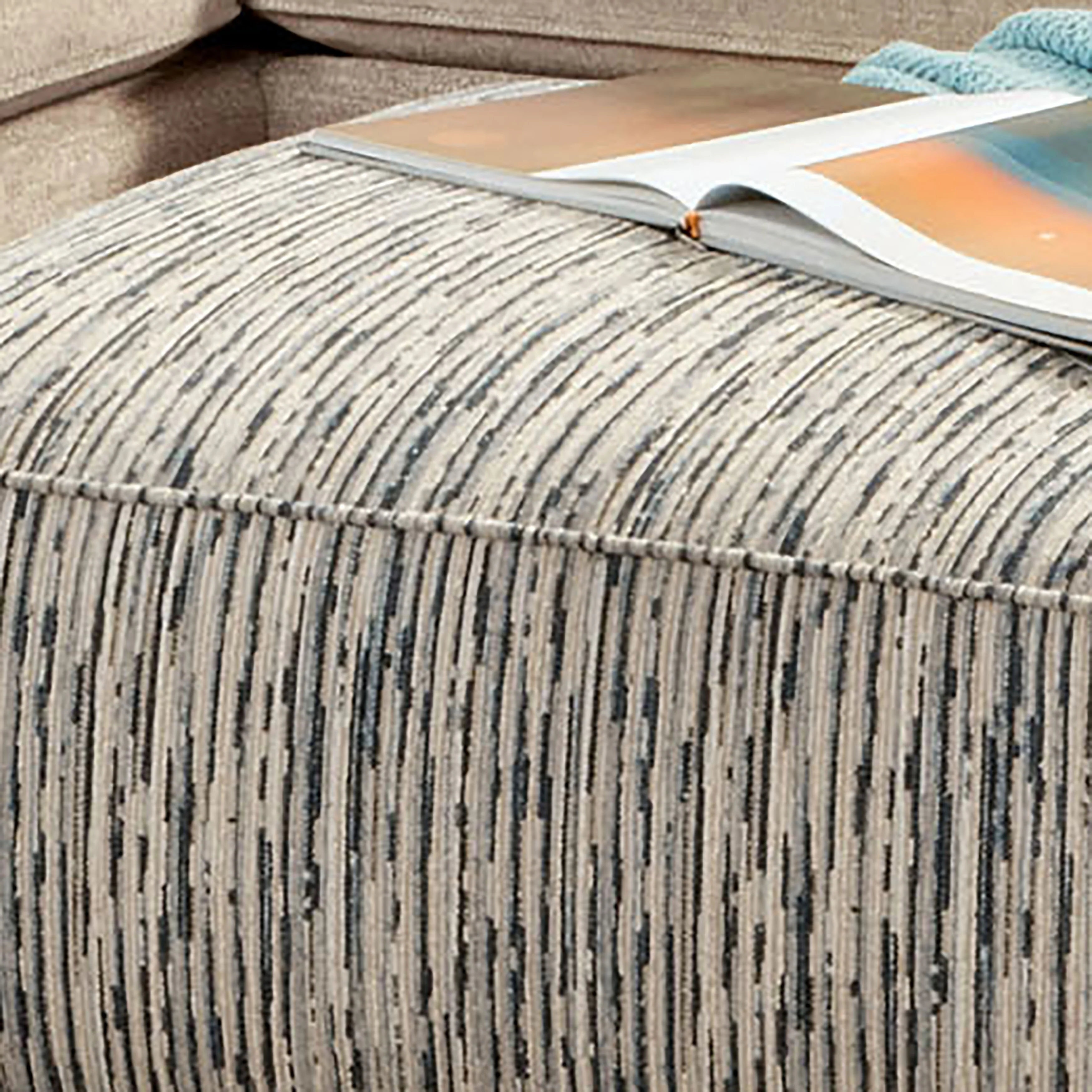 Caledonia Transitional Ivory Chenille Upholstered Cocktail Ottoman by Furniture of America