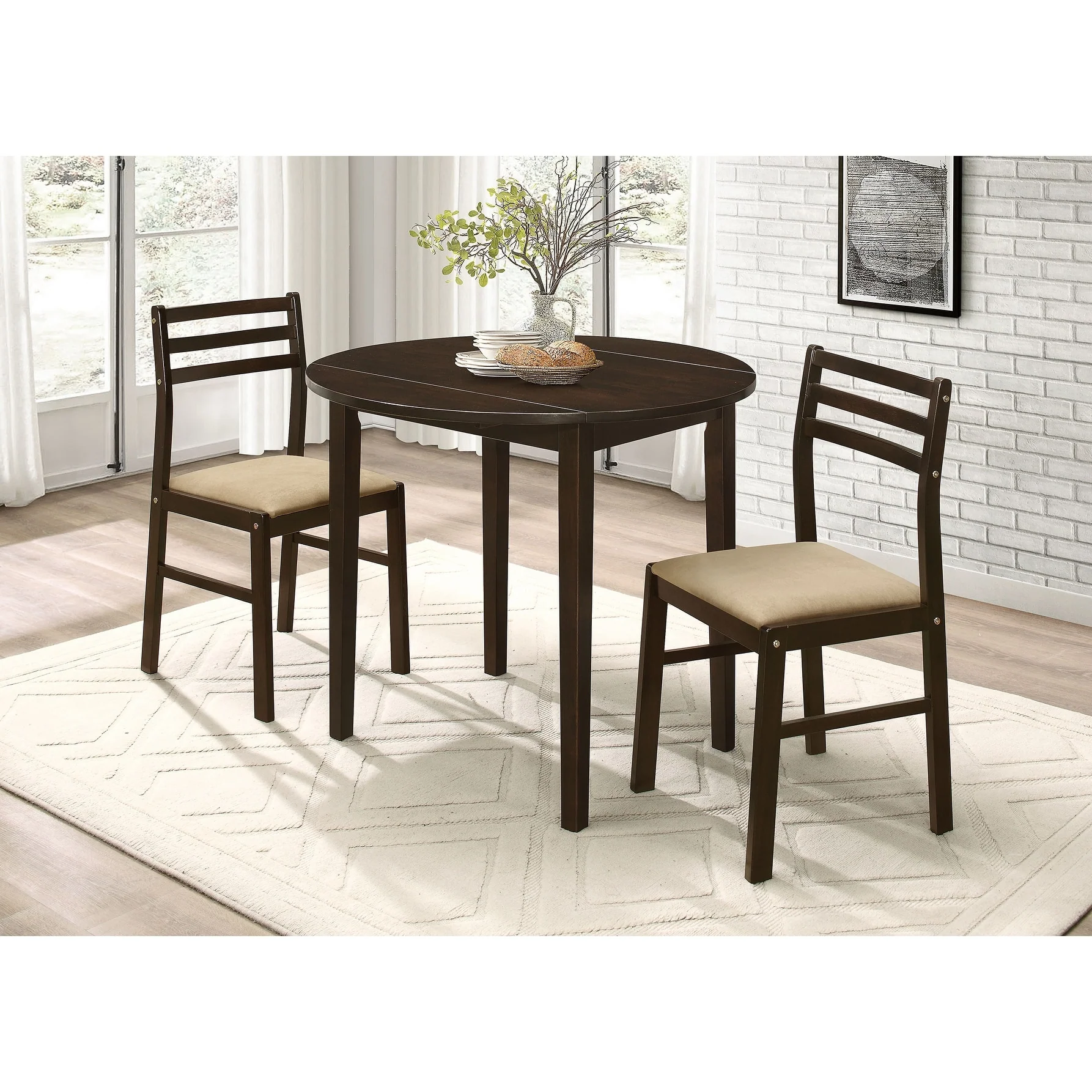 Bucknell 3-piece Round Drop Leaf Dining Table Set