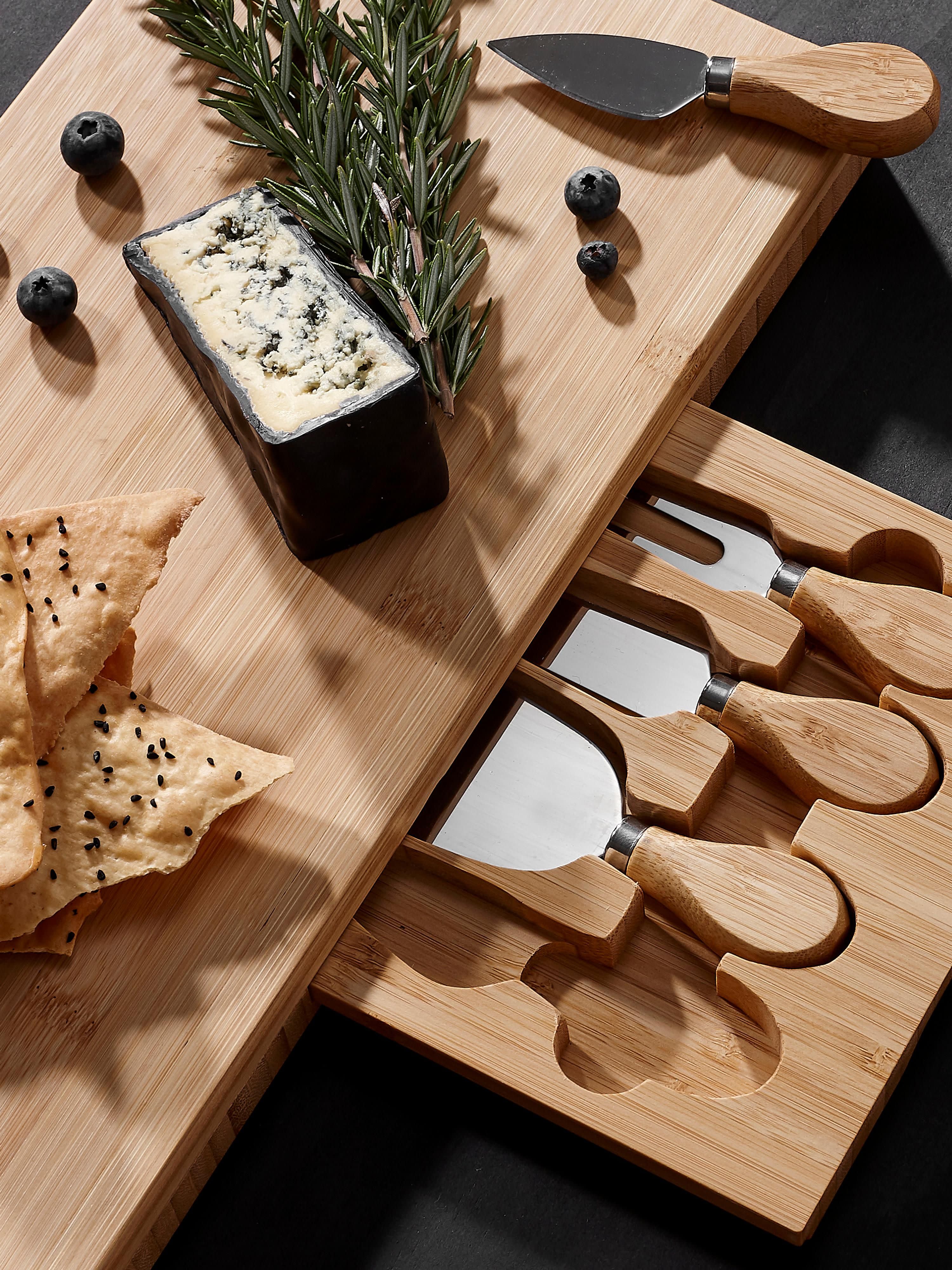 Käse-Schneidebrett Fromagerie mit Käsemessern, 5er-Set