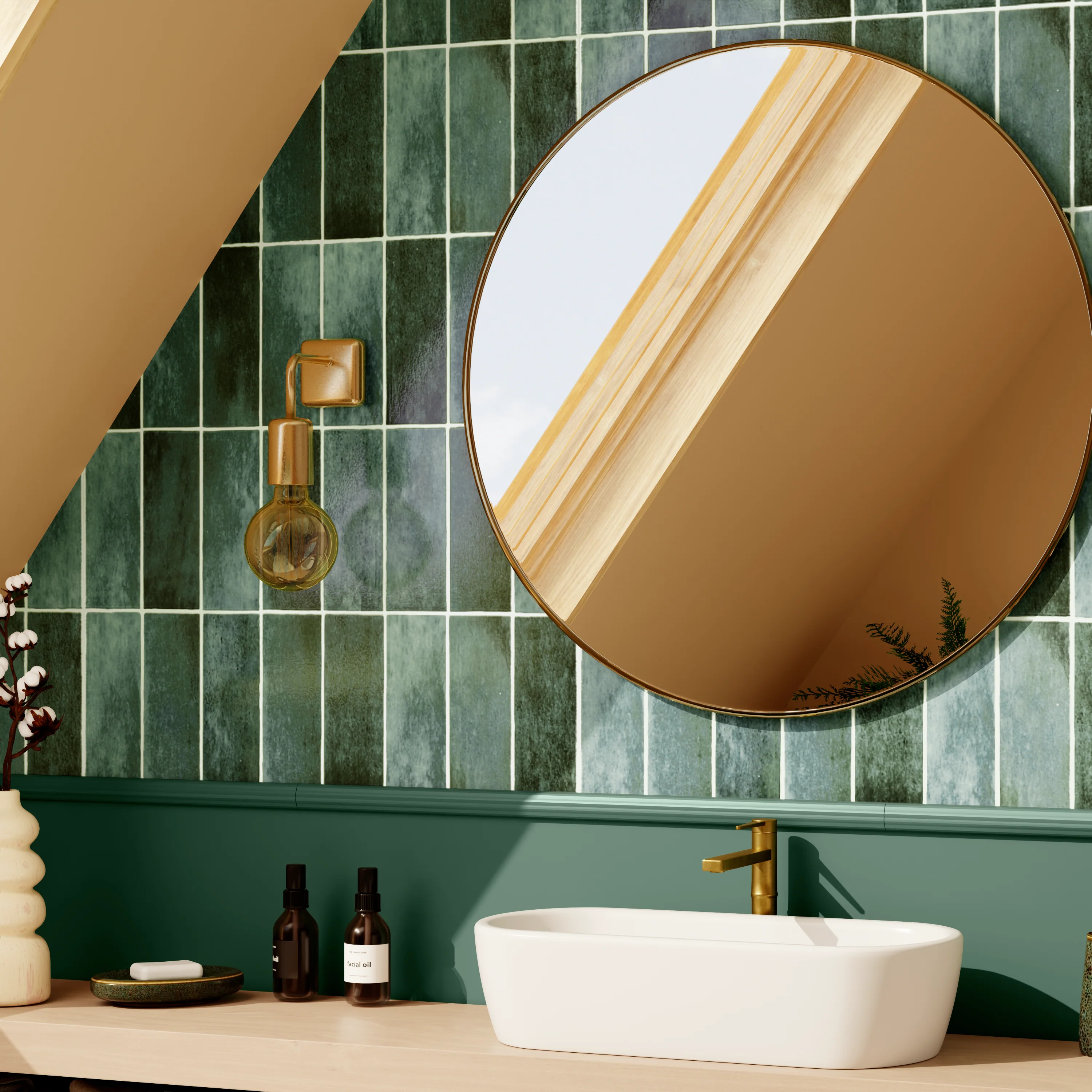 4MURS Papier peint intissé ZELLIGE coloris vert bouteille