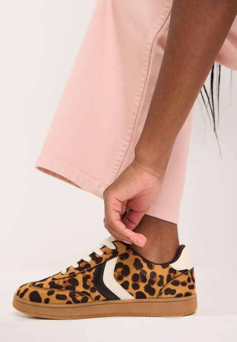 Womens Brown Leopard Print Retro Trainers