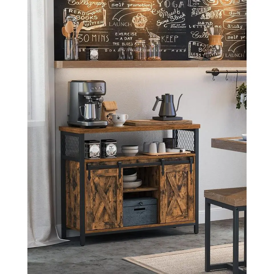 Parya Home Industrieel Sideboard –Keukenkastje met 2 schuifdeuren