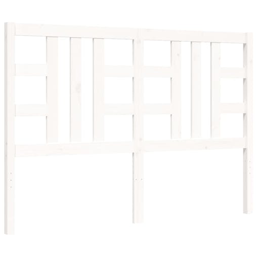 NNEVL Bed Frame with Headboard White 137x187 cm Double Solid Wood