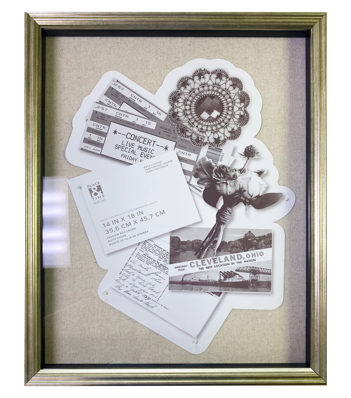 14 x 18 Rounded Elle Gold Champagne Shadowbox by Place & Time