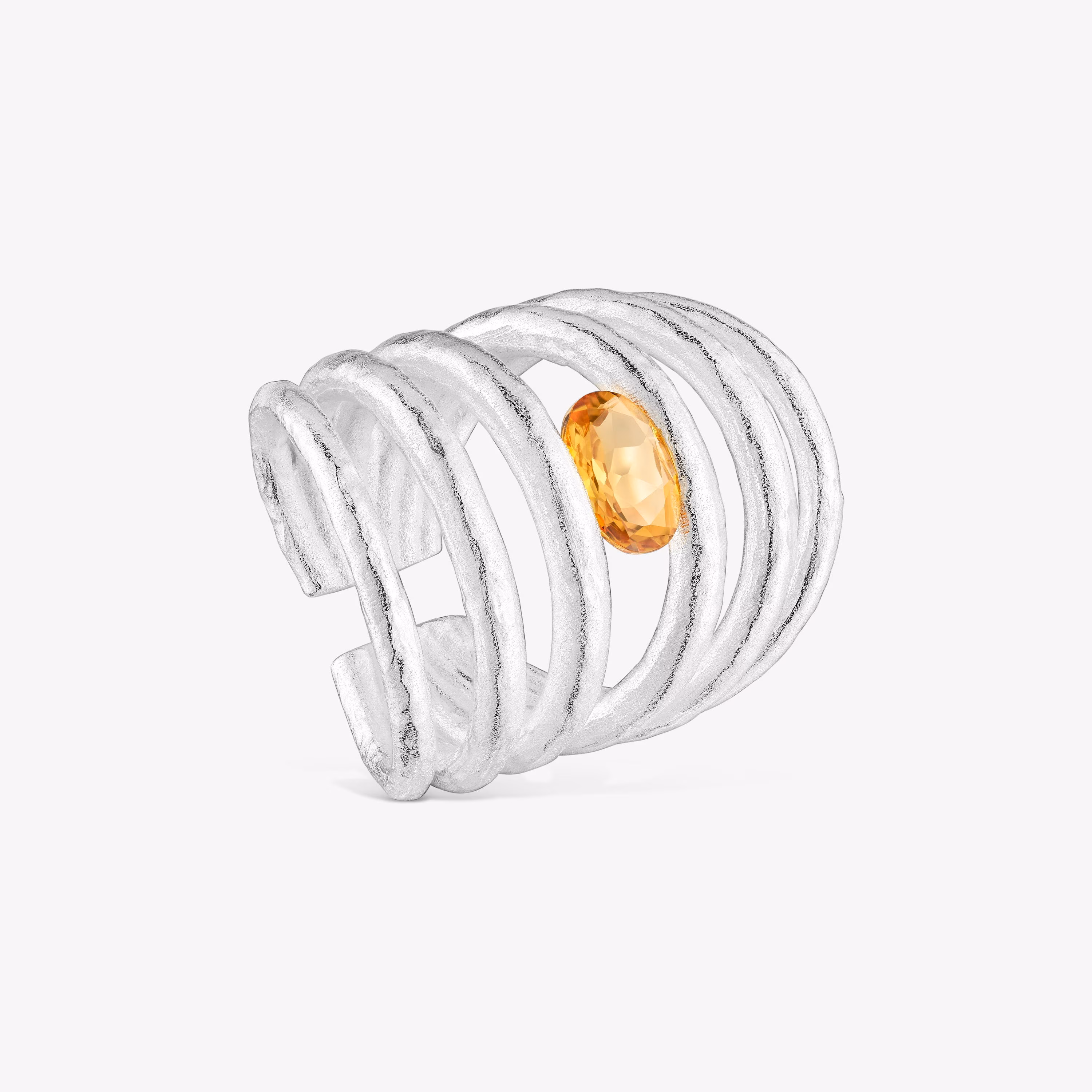 Anillo abierto de plata y citrino Duna