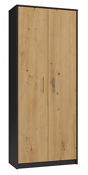 PARLA - Armoire moderne - 6 étagères - 180x74x35 cm - ANTHRACITE &CHÊNE