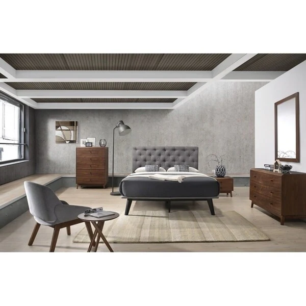 Modrest Gibson Modern Grey & Walnut Bedroom Set