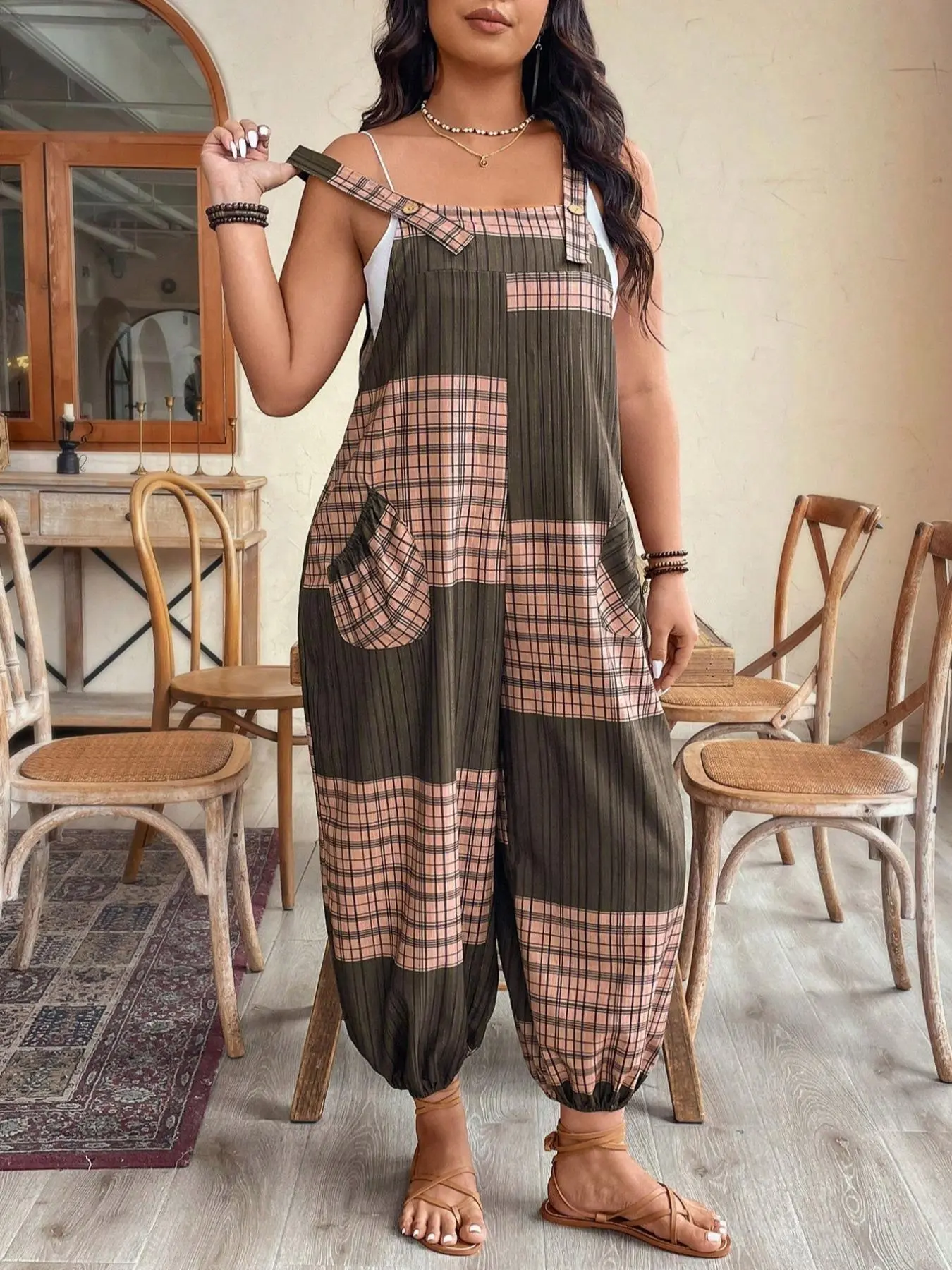 【Plus Size】Jumpsuit, Casual Comfy Sleeveless Jumpsuit for Daily Wear, Women's Plus Clothing for All Seasons