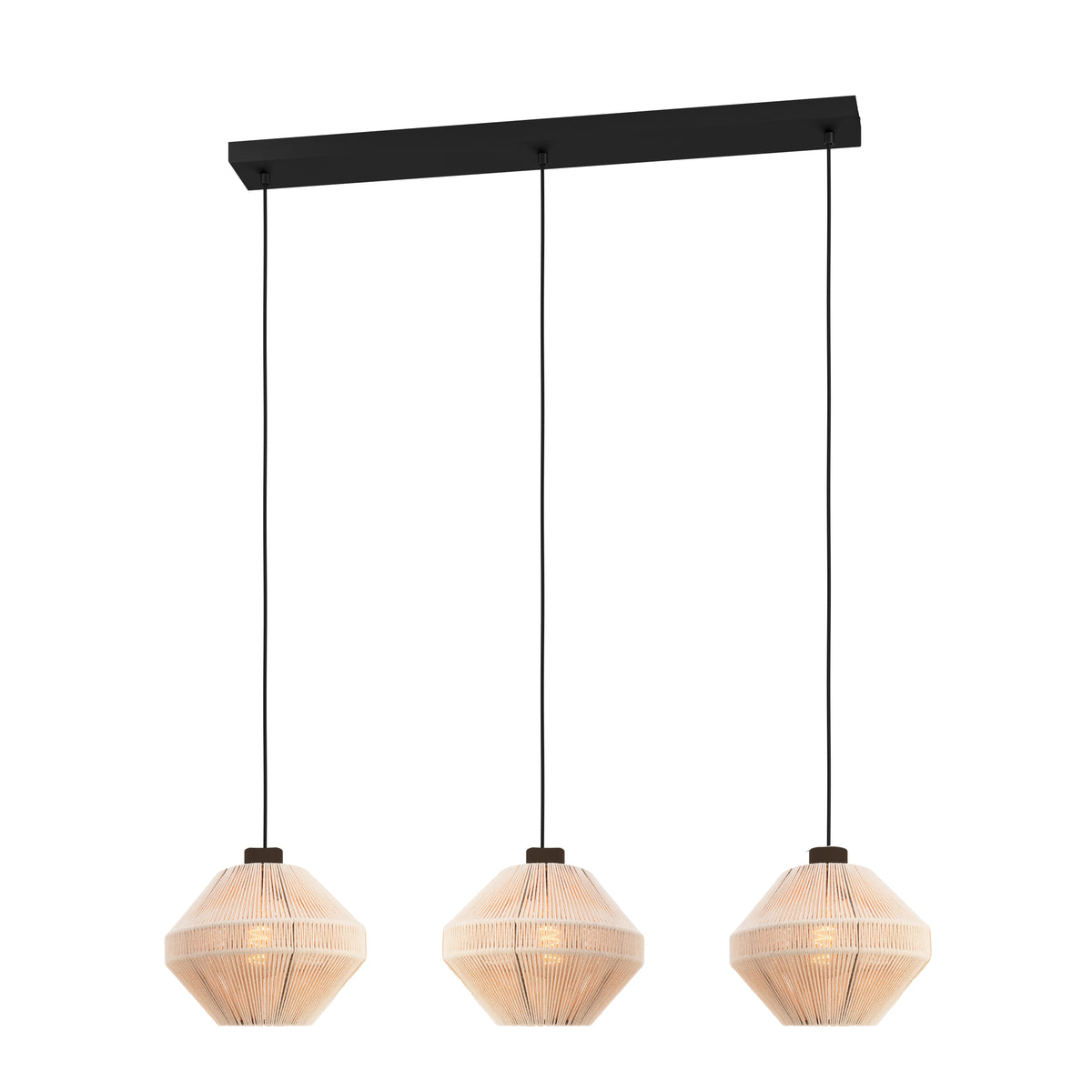 EGLO hanglamp Midsumer - 3 x e27 - 92 cm - zwart/crème - textiel